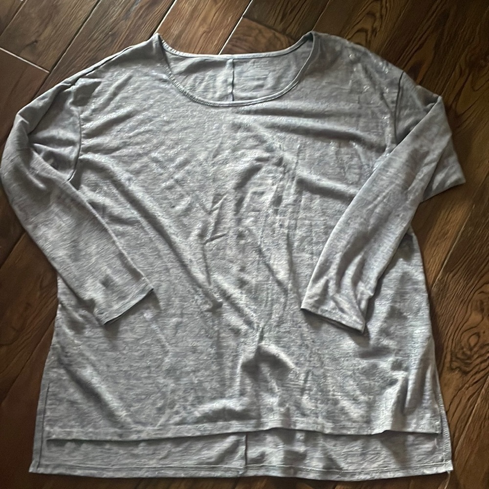 Lane Bryant Gray 3/4 Sleeve Basic Shirt